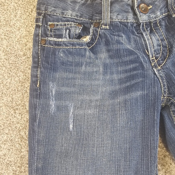 BKE Jeans Womens 27 Blue Culture Crop Capri Mid Rise Distressed Denim A6 - Picture 6 of 16